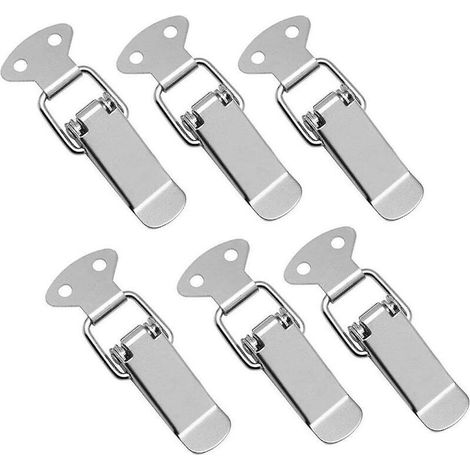 6 paquets de loquet à bascule en acier inoxydable à ressort, fermoir à moraillon, pince, boucles à bec de canard ou boîte, boîte à outils, tiroir, armoire, coffre, coffre-fort (1/5)