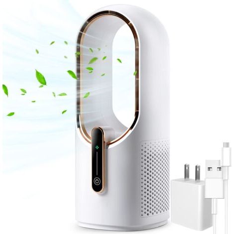 Ventilateur de bureau sans pales de 30 cm, silencieux, 3 vitesses de réglage, contrôle tactile, facile à nettoyer, petit ventilateur de bureau, silencieux, idéal pour bureau, salon, chambre à (1/5)