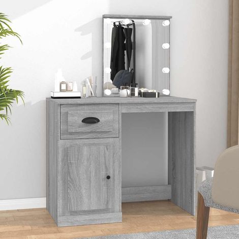 Schminktisch mit LEDs Grau Sonoma 90x50x132,5 cm Holzwerkstoff