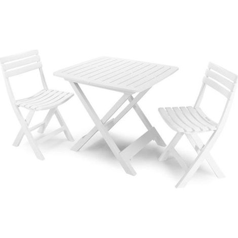 TrAdE Shop Traesio - Set Salotto Con 2 Sedie Tavolo Da Giardino Pieghevole Resistente Camping Bianco 006669 - (1/5)