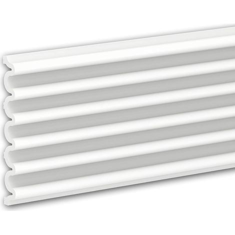 3d panneau mural Profhome 659804 Lambris mural Panneau acoustique Cimaise Frise Moulure en stuc Moulure décorative design moderne blanc 2 m