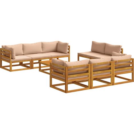 Conjunto de muebles de jardín modular de 9 piezas Natural vidaXL (1/5)