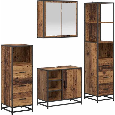 Juego de muebles de baño con cajón 4 pcs Madera envejecida vidaXL (1/5)