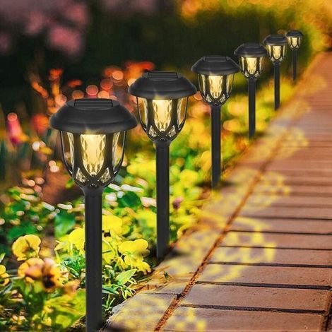 Lot de 6 lampes solaires d'extérieur pour jardin - Lampes solaires de jardin d'extérieur étanches - Lampes solaires à LED - Décoration pour jardins, chemins, pelouses, serres(blanc chaud)-RAPANDA (1/5)