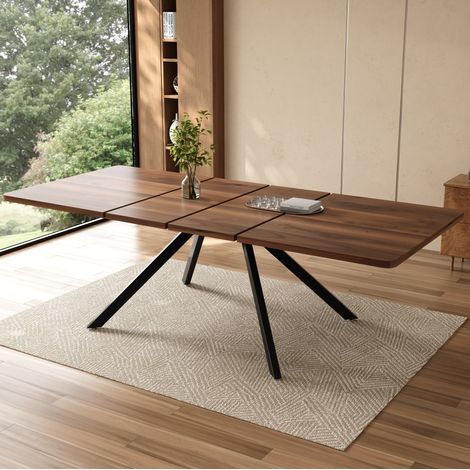Tavolo da pranzo allungabile 160/200/240 x 90 cm noce, 6-10 posti con guide rinforzate (1/5)