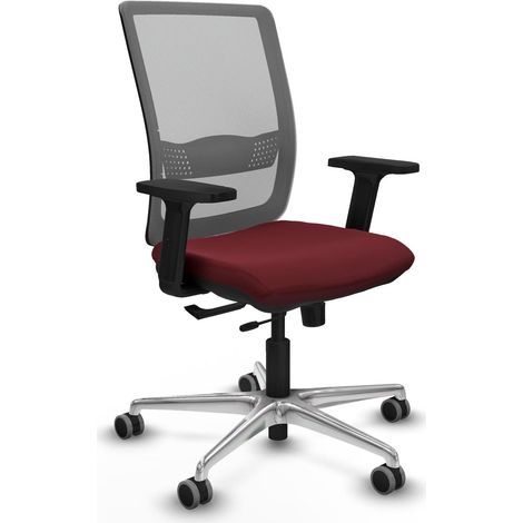 Chaise ergonomique piqueras y crespo Haches cuir grenat maille grise (1/2)