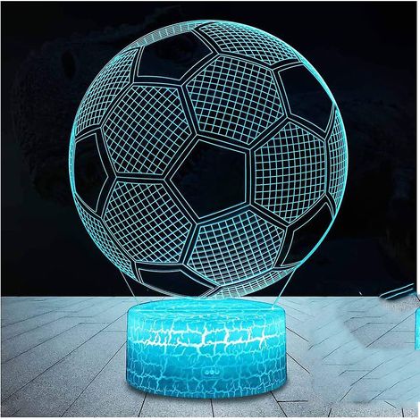Veilleuse enfant en forme de ballon de football, lampe à illusion d'optique 3D avec télécommande