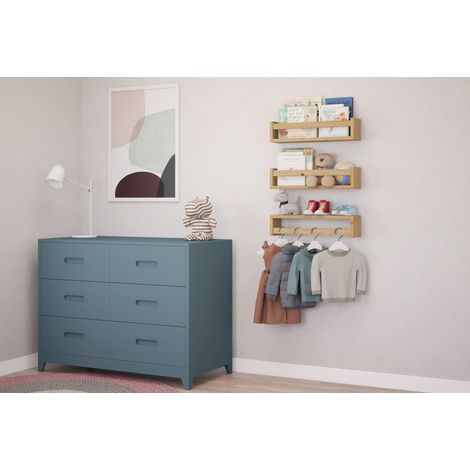 Lot De 3 Étagères Murales en Bois, Bibliothèque Montessori Rangement Tablette Livre pour Chambre et Décoration Enfant. 41 cm, Bois Naturel (1/5)