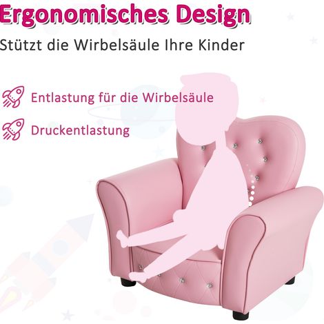 Fauteuil pour enfant, mini-canapé en mousse avec pieds en bois massif, chaise enfant pour chambre ou salle de jeux, 59 x 41,5 x 49 cm, pour enfants de 1,5 à 3 ans, rose (1/5)