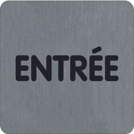 Plaque de porte Entrée (texte) - Aluminium brosse 100x100mm - 4384245