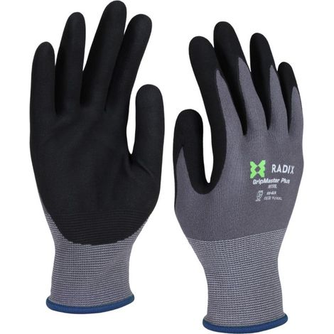 Gants de travail - Radix - GripMaster Plus - Nitrile micro-mousse noir/gris - Taille M11 / XL (1/5)