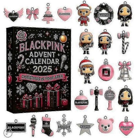 Calendrier de l'Avent Blackpink 2025 avec pendentifs en acrylique et décoration pour sapin de Noël