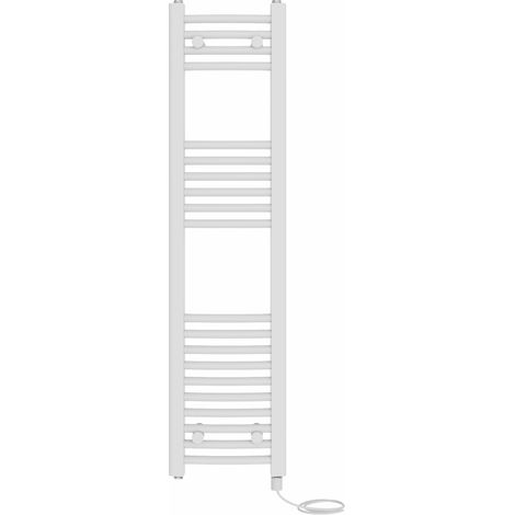 Bathroom Curved Prefilled Electric Heated Towel Rail Ladder Warmer Radiator 1200x300mm White