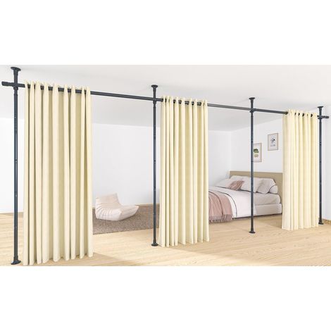 Paravent en 3 parties - Tringle à rideaux sans rideau - Paravent réglable - Séparateur de pièce ou tringle à rideaux - Brise-vue pour salon, chambre à coucher - 420 x 317 cm (l x H) (1/5)