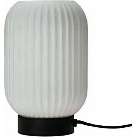 Tischlampe Dyberg Larsen Riflet schwarz 23 cm Opalglas