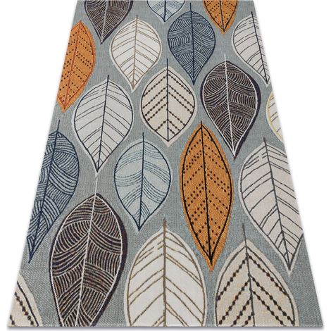 Modern Teppich MUNDO E0641 Blätter Outdoor blau / beige multicolour 120x170 cm