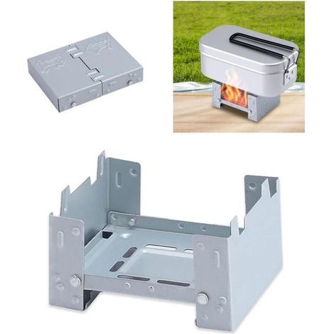 Réchaud à alcool pliable - Brûleur de poche épais et solide - Mini réchaud de camping - Pour camping, randonnée, pique-nique, barbecue (1/5)