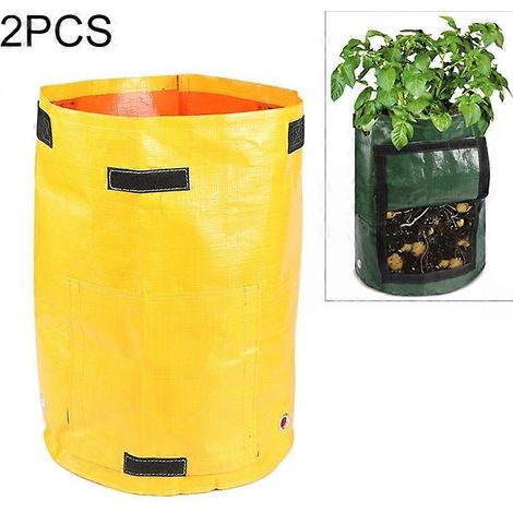 Sacs de culture pour pommes de terre de 10 gallons (38 litres) - 2 sacs de plantation jaunes en PE, 35 cm x 45 cm (1/5)