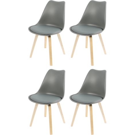 Lot de 4 chaises scandinave "Emy" - Gris - L 45 x P 58 x H 82 cm - Livraison gratuite (1/3)