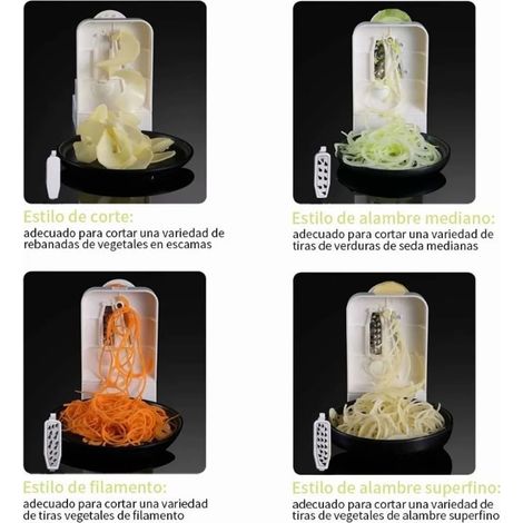 Cortador de verduras manual multifuncional – rallador giratorio para manzanas, frutas y verduras – ABS, silicona, acero inoxidable, 525 g con diseño desmontable (1/5)