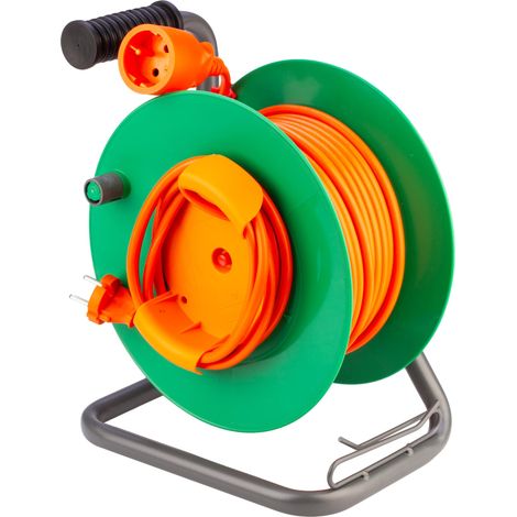 POLY POOL - PP2703 Avvolgicavo Elettrico 230V da Giardino - Prolunga Elettrica 25 metri - Bobina Avvolgicavo con Guida Avvolgi Cavi - Presa e Spina Tedesca Schuko (1/3)