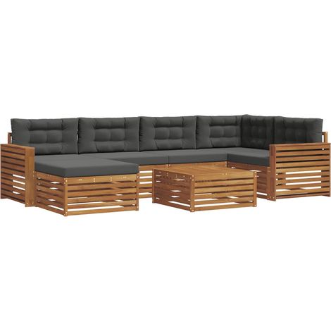 Conjunto de sofás de exterior 7 uds. Natural y Antracita vidaXL (1/5)