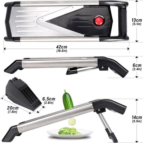 Cuisine Professionnelle, Mandoline de Cuisine Réglable Inox avec Lames Tranchante en V, Mandoline Japonaise pour Tranche/Julienne, Envoyer Brosse de 1 Nettoyage et 1 Gants (1/4)