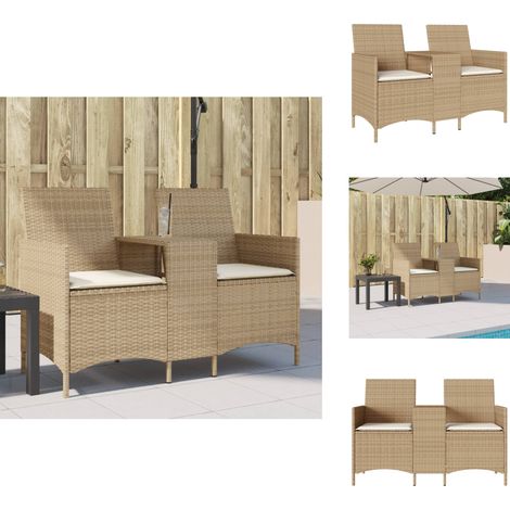 Canapé de jardin 2 places avec table et coussins résine tressée - Canapé De Jardin - Canapé Extérieur - Mobilier De Jardin - Salon De Jardin - Ensemble De Jardin (1/5)
