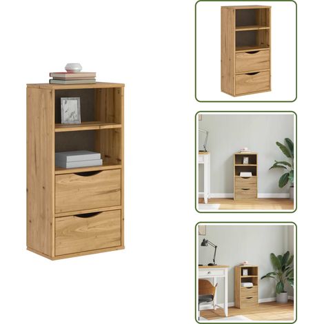 The Living Store Beistellschrank mit Schubladen 40x24x79 cm Massivholz Kiefer - Kiefer Holz (1/5)