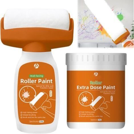1000g Brosse Roulante de Réparation Murale, Peinture de Retouche Mur, Rouleau Retouche Peinture Blanc Mur avec 500g pâte de RéParation Murale, pour Retirez Les Graffitis Muraux, Taches (1/5)