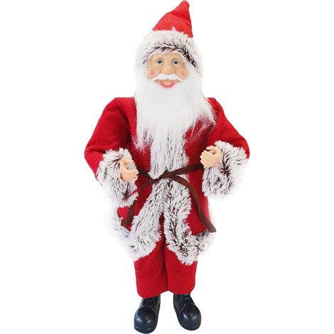 144199 Papá Noel vestido Rojo y Gris Decoración navideña 50H con mini luces