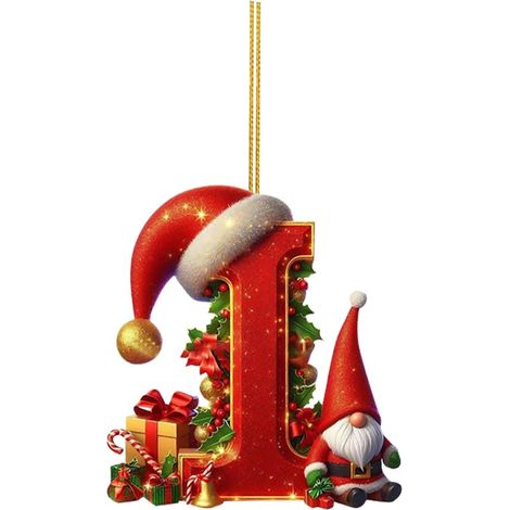 26 adornos de letras para árbol de Navidad, adornos colgantes de letras para decoración navideña (I) (1/5)
