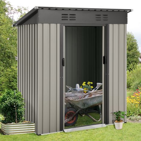 YODOLLA 5 x 3 Ft Shed, Small Outdoor Storage Tool Shed (Sliding Door), Metal Garden Shed for Yard, Outdoor Storage Clearance in Grey (1/5)
