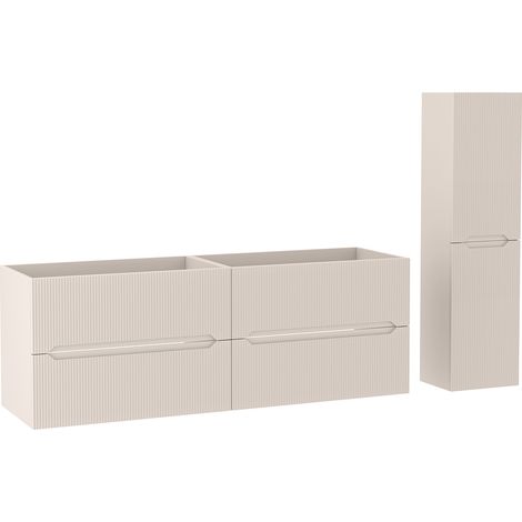 Ensemble double meuble sous vasque L.160 cm avec colonne H.130 cm cachemire mat NOVO Furnidea (1/5)