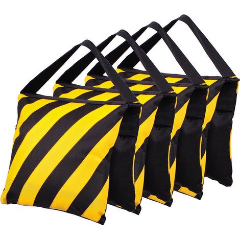 sacs de sable à rayures jaunes et noires, sacs de sable photographiques (1/5)