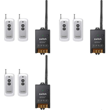 Interrupteur à distance 3X, relais 40 A CC 12 V/24 V/48 V/72 V, interrupteur RF sans fil avec télécommande longue portée de 300 m (984 pieds). (1/5)
