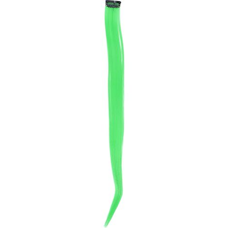 Mèches synthétiques colorées à clipser, extensions de cheveux highlight vert pour fête, pièce unique (1/5)