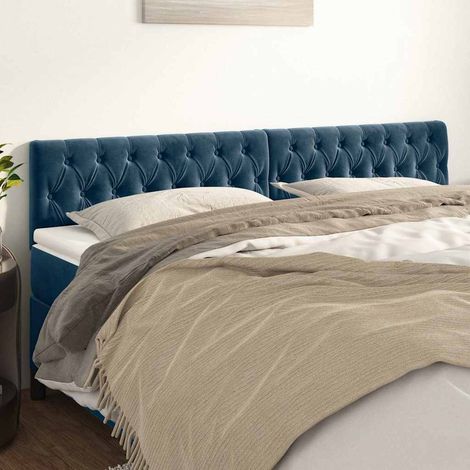 vidaXL Cabeceros terciopelo azul oscuro 180x7x78/88 cm (1/5)