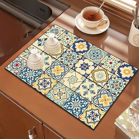 Tapis d'égouttage pour machine à café 40 x 60 cm, séchage rapide, absorbant, pour machine à café, tapis de séchage, tapis d'évier antidérapant, tapis d'égouttage pour cuisine, évier, salle de bain (1/5)