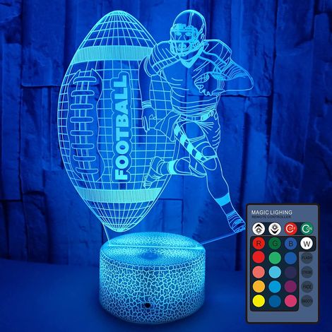 Veilleuse JUSTUP Football - Lampe illusion LED 3D à 7 couleurs changeantes avec alimentation USB et télécommande tactile - Idéale pour un anniversaire (Style F) (1/5)