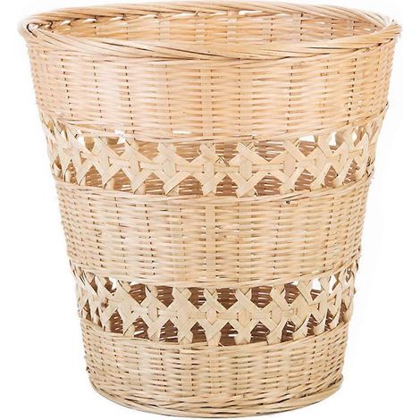Poubelle en bambou tressé compatible avec le rangement, 1 pièce, panier à papier tressé à la main (1/5)