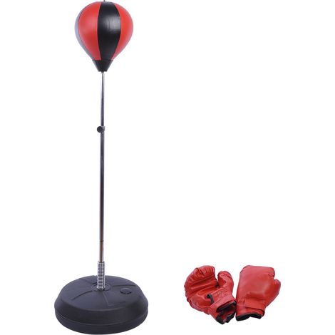 Set punching ball con supporto regolabile 125-145 cm con guanti e pompa OKWISH (1/5)