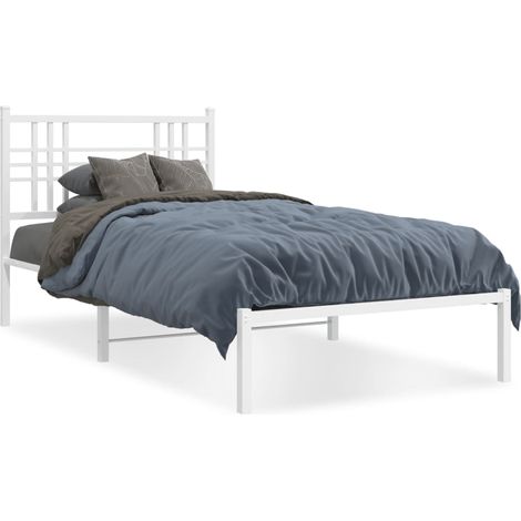 Maison Exclusive - Cadre de lit métal sans matelas et tête de lit blanc 100x190 cm (1/5)