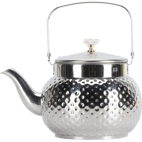 Hervidor de té para estufa, acero inoxidable apto para uso alimentario con infusor, tetera metálica de calentamiento rápido para el hogar y restaurantes (1 L, punteado) (1/5)
