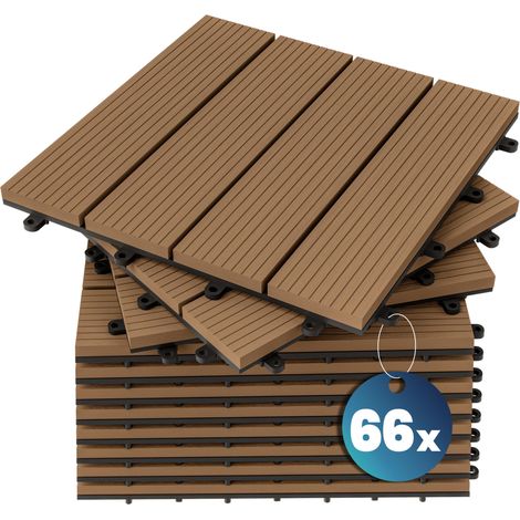 WPC Fliesen 1m²-6m² Terrassenfliesen Set Holzfliesen 30x30cm Balkon Pool Garten 66x Klassik terrakotta