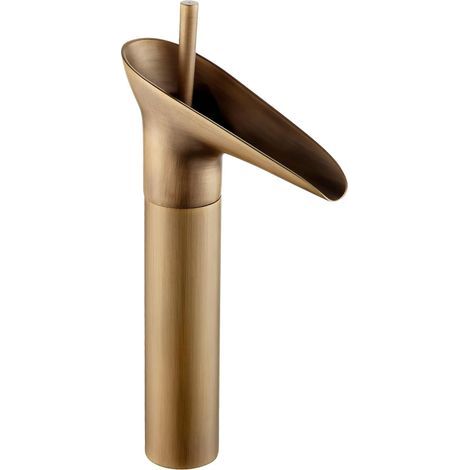 Grifo de baño antiguo de estilo retro, grifo mezclador de lavabo tipo cascada, grifo monomando con mangueras, grifos de cocina y baño, agua fría y caliente regulable, válvula de cerámica. (1/5)