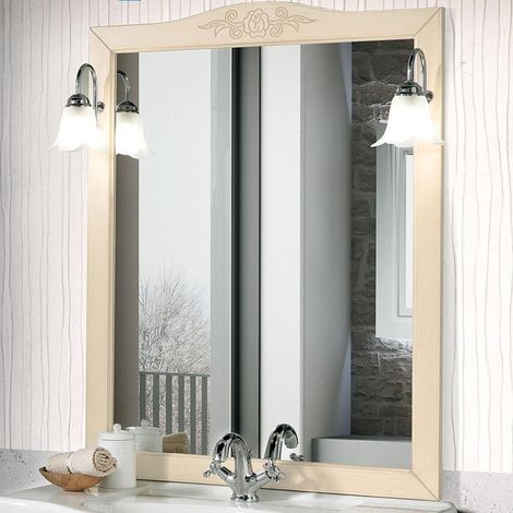 Specchio da bagno con 2 applique in stile classico ANNA 80 avorio
