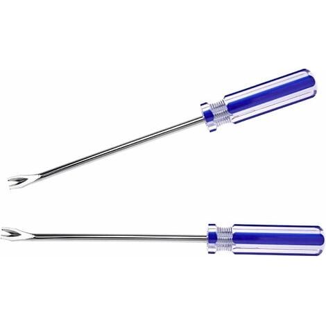 2 extractores de clavos, grapas, remaches y pernos con mango de plástico azul, destornillador de garra para alfombras, garajes, carpintería y puertas, herramienta manual. (1/4)