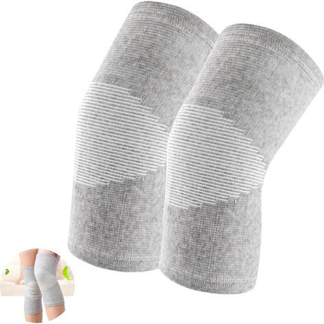 Ginocchiere per osteoartrite e sport - Confezione da 2 - Massaggio digitopressione - Compressione - Regolabili - Bambù - XL