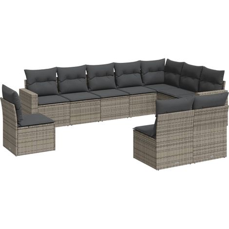 Maison Exclusive - Set de sofás de jardín 10 pzas con cojines rat (1/3)